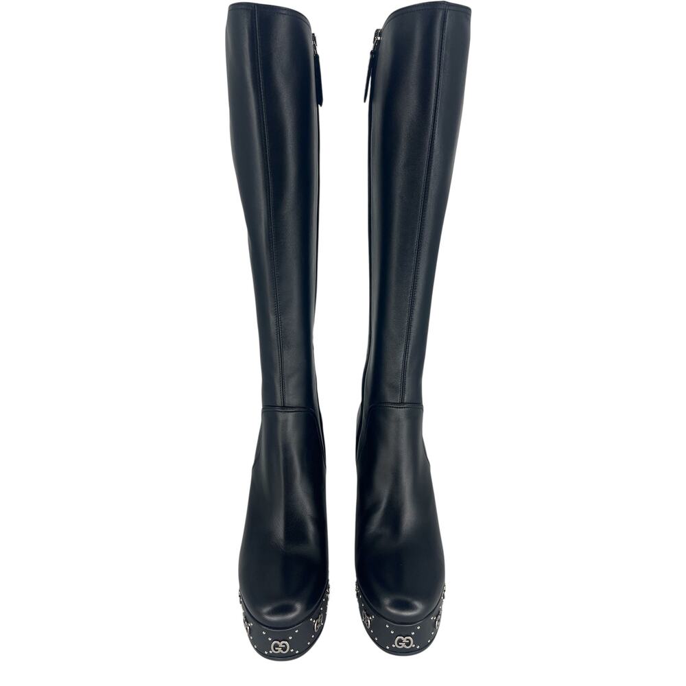 Gucci Black Janaya Platform GG Studded Tall Knee High Boot - Picture 8 of 16